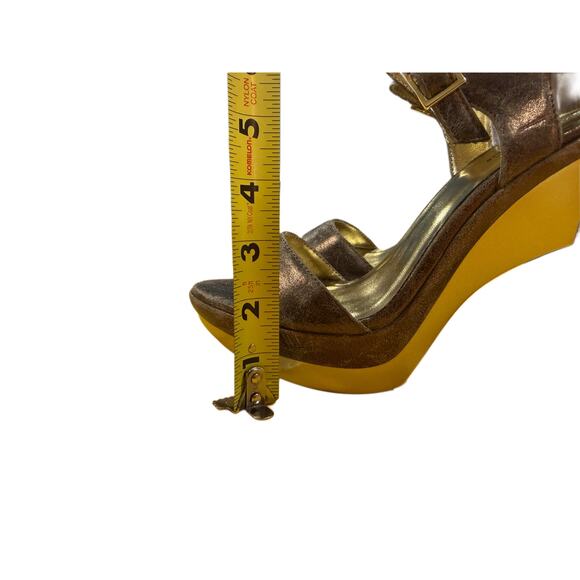 NWOT Michael Antonio Brown/Gold/Bronze Leather Platform Strappy Heels, SIZE 8 - Picture 17 of 17